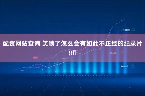 配资网站查询 笑喷了怎么会有如此不正经的纪录片‼️